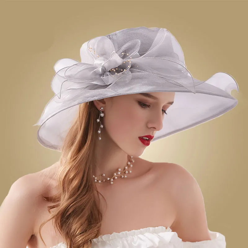 Chapeau cocktail Organza volant fil perlé – Image 2