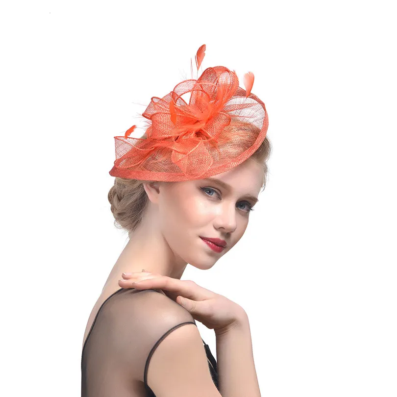 Bibi fascinator élégant turban et plumes – Image 4