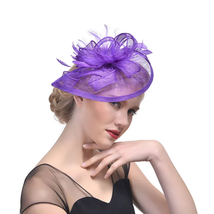 Bibi fascinator élégant turban et plumes – Image 6