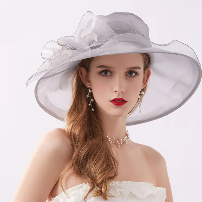Chapeau cocktail Organza volant fil perlé – Image 3