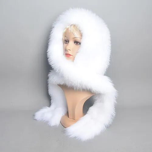 Grande écharpe de tête en véritable fourrure de renard