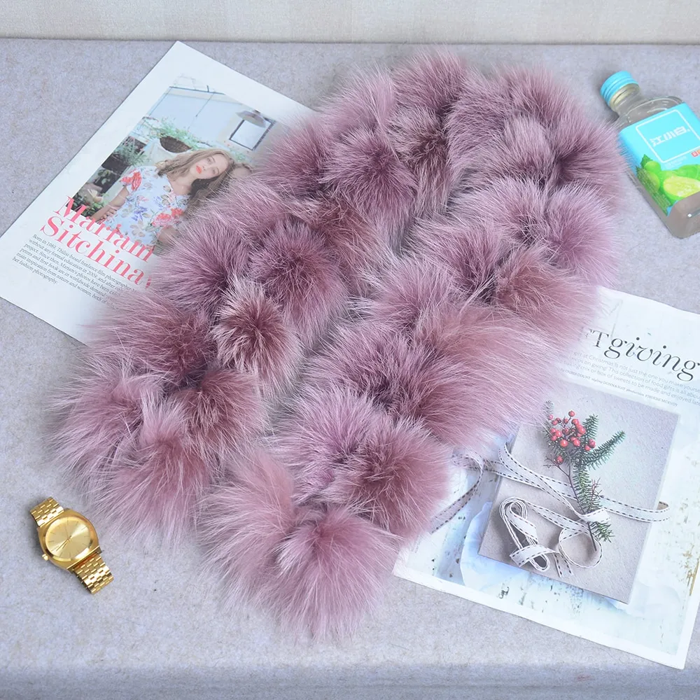 Écharpe à pompons fourrure de renard – Image 3