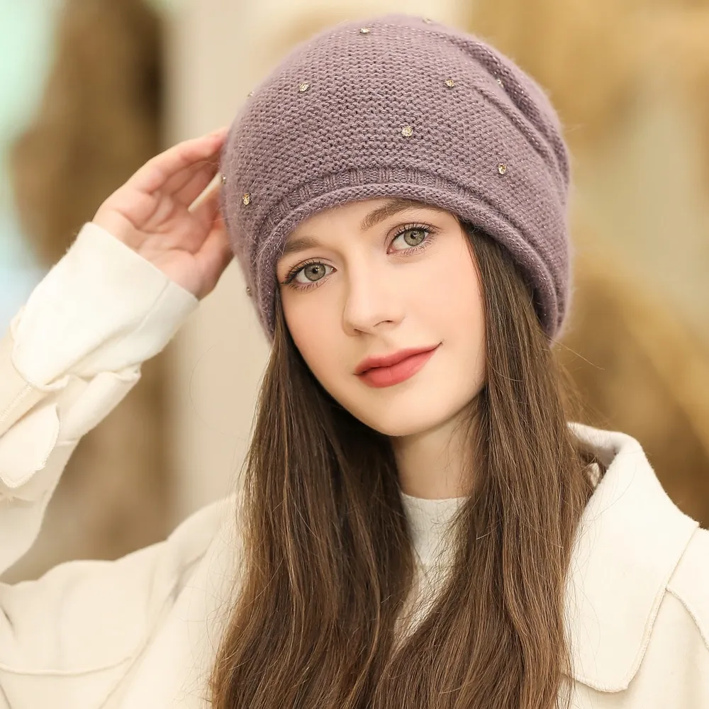 Bonnet hiver femme chic en fourrure de lapin – Image 4