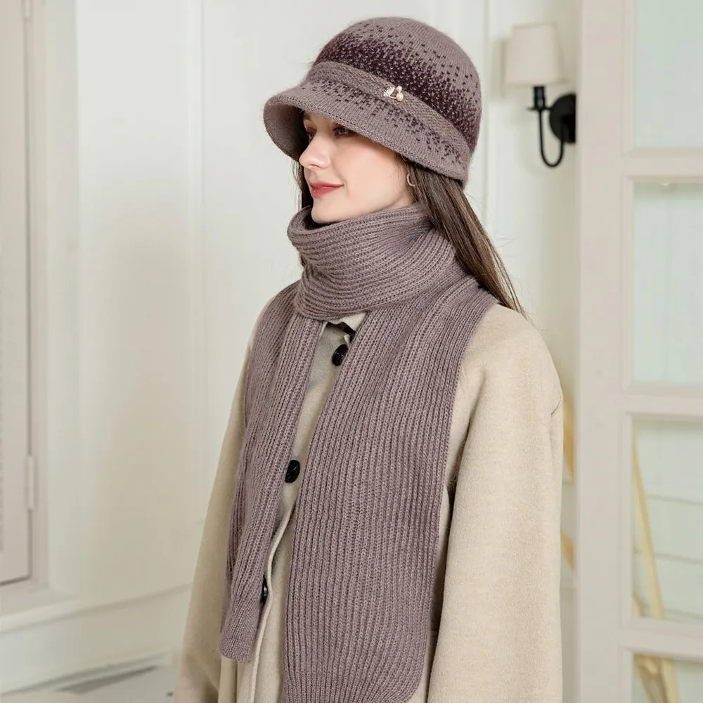 Ensemble chapeau cloche, écharpe et gants collection hiver – Image 5