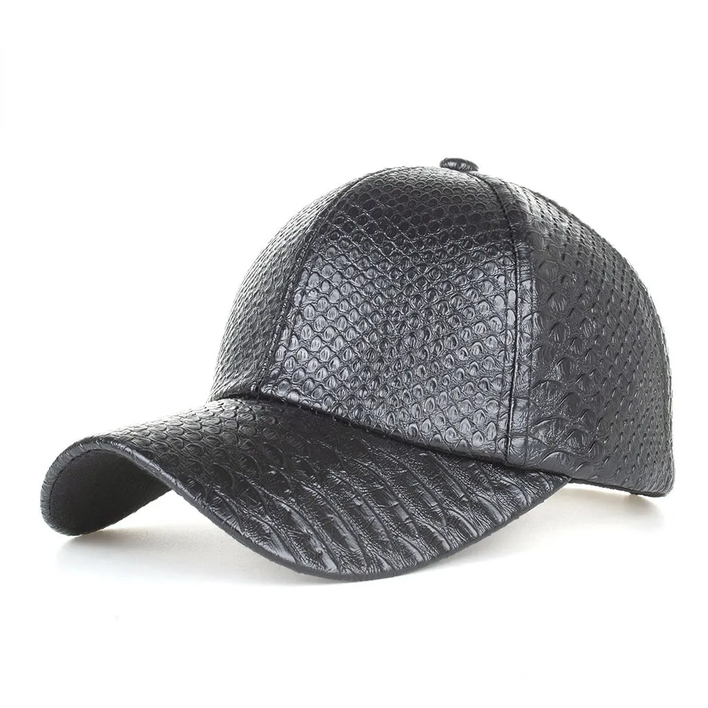 Casquette de Baseball en cuir PU Croco