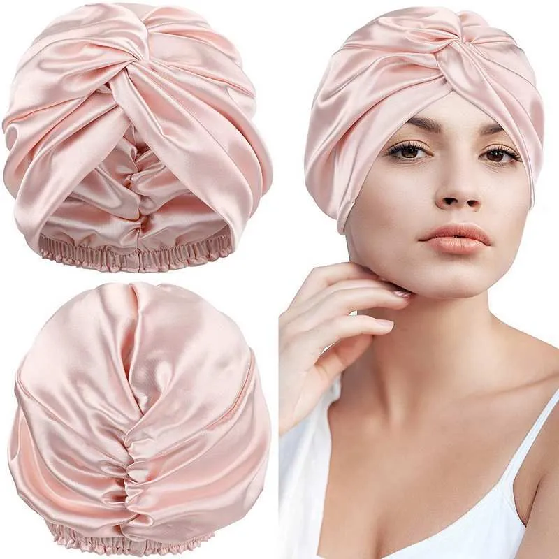 Bonnet turban de nuit pure soie de mûrier