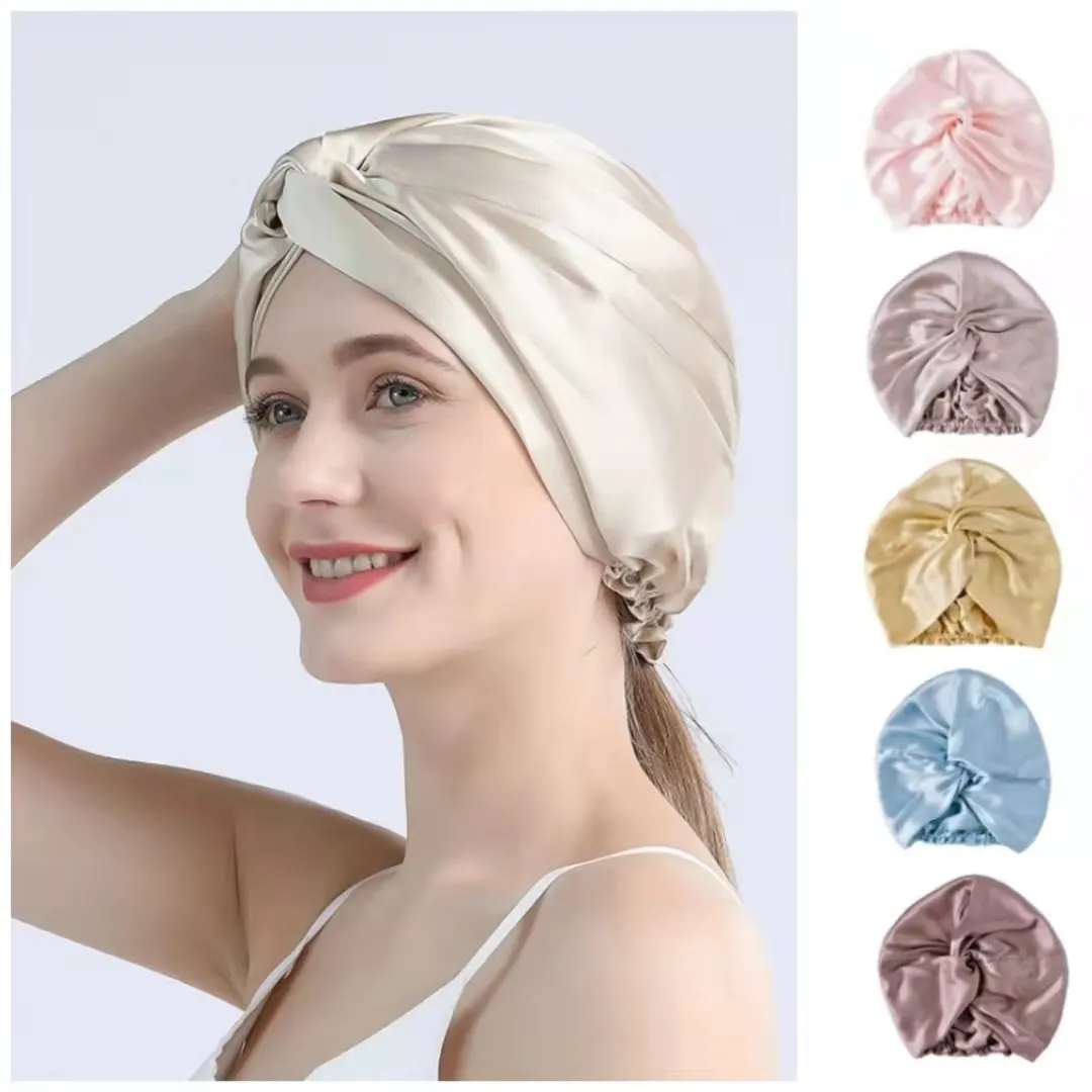 Bonnet turban de nuit pure soie de mûrier – Image 2
