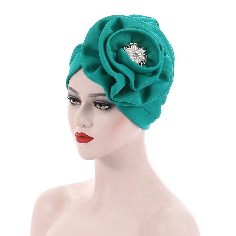 Bonnet turban à fleur de diamant – Image 3