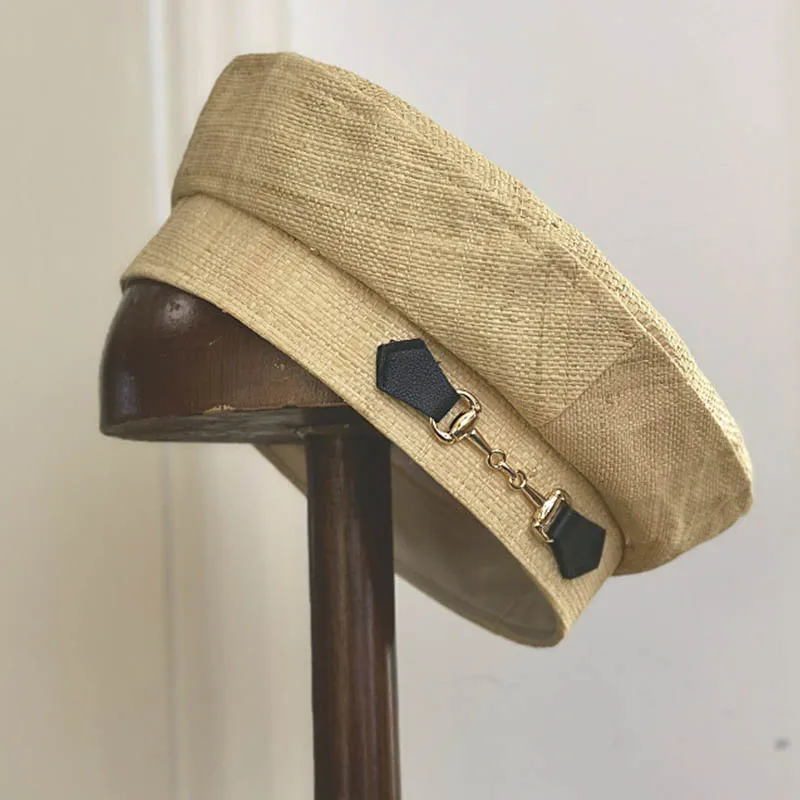 Béret d’été en Raphia doublé coton Nouvelle mode – Image 2