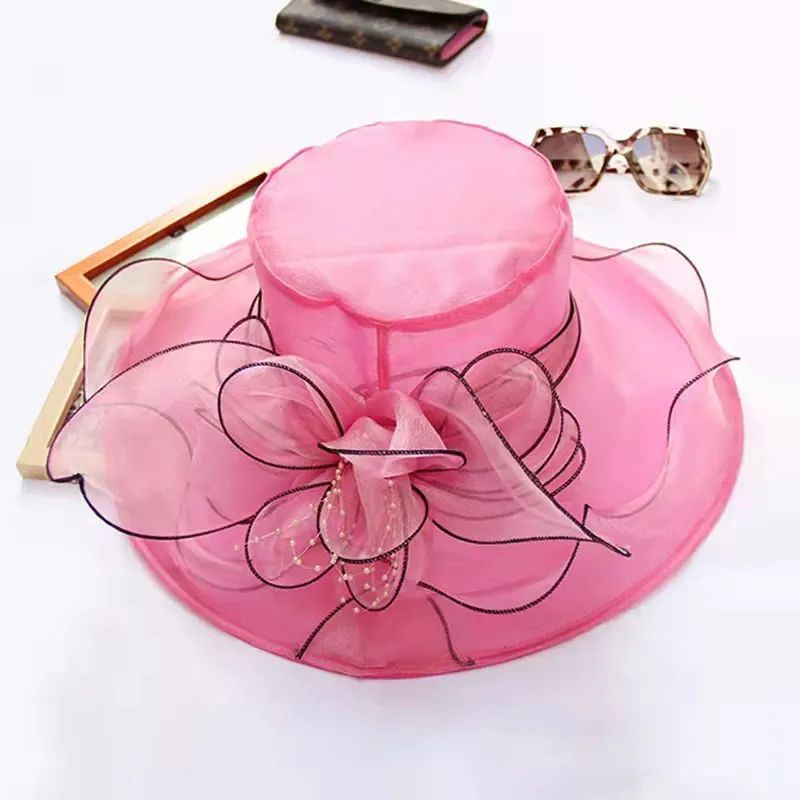 Chapeau de cocktail en Organza fleur et fil perlé – Image 4