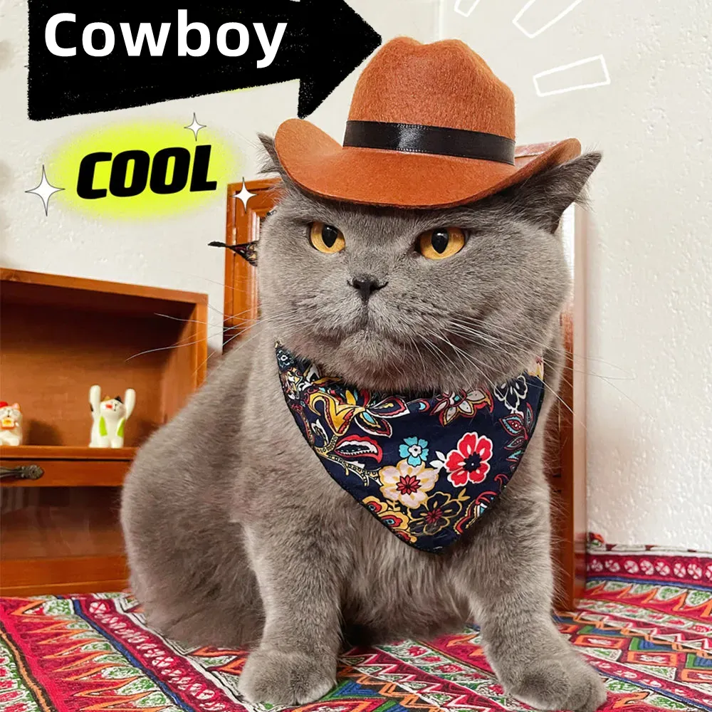 Chapeau de Cowboy pour chat + bandana