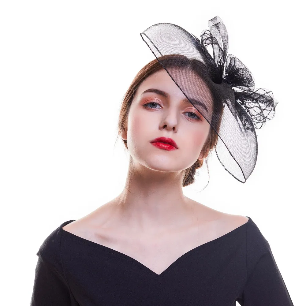 Bibi fascinator à voilette et fleur perlée – Image 2