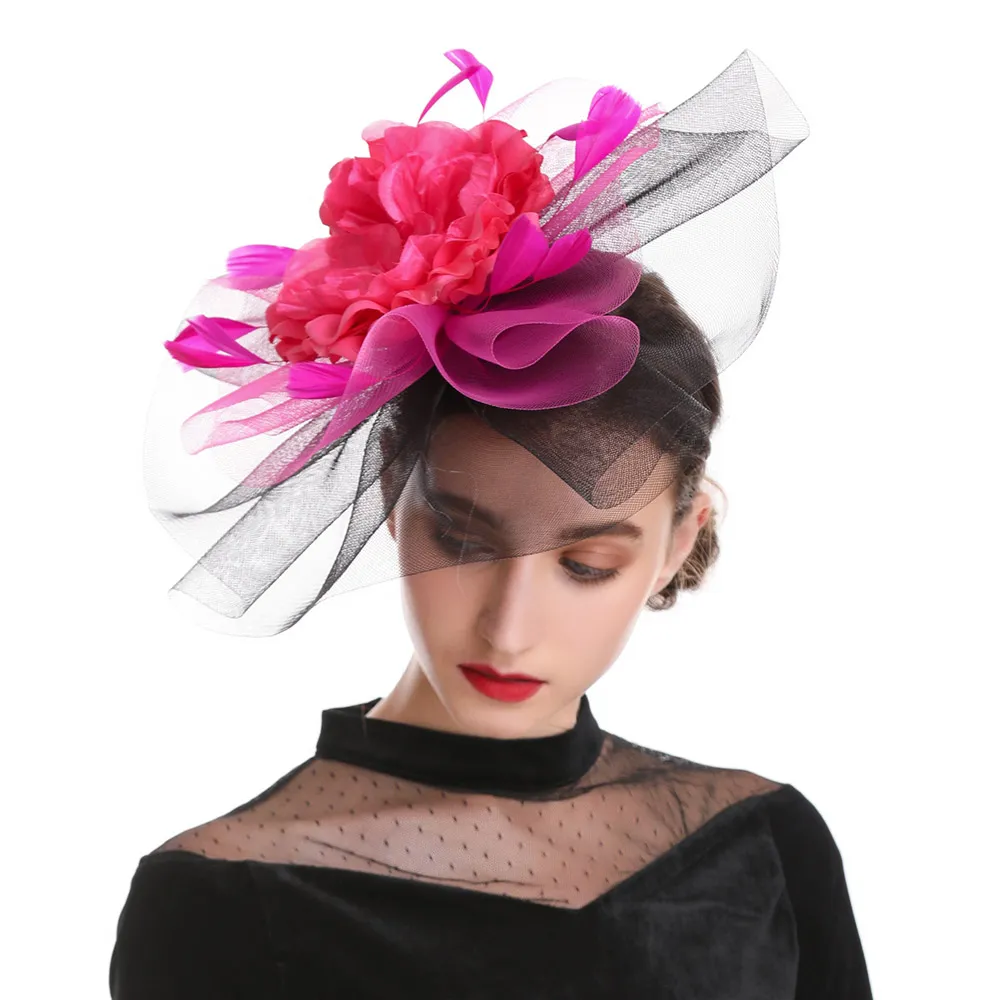 Bibi fascinator grande fleur rose – Image 4