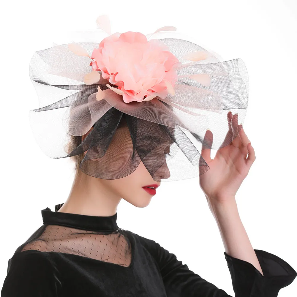 Bibi fascinator grande fleur rose – Image 3