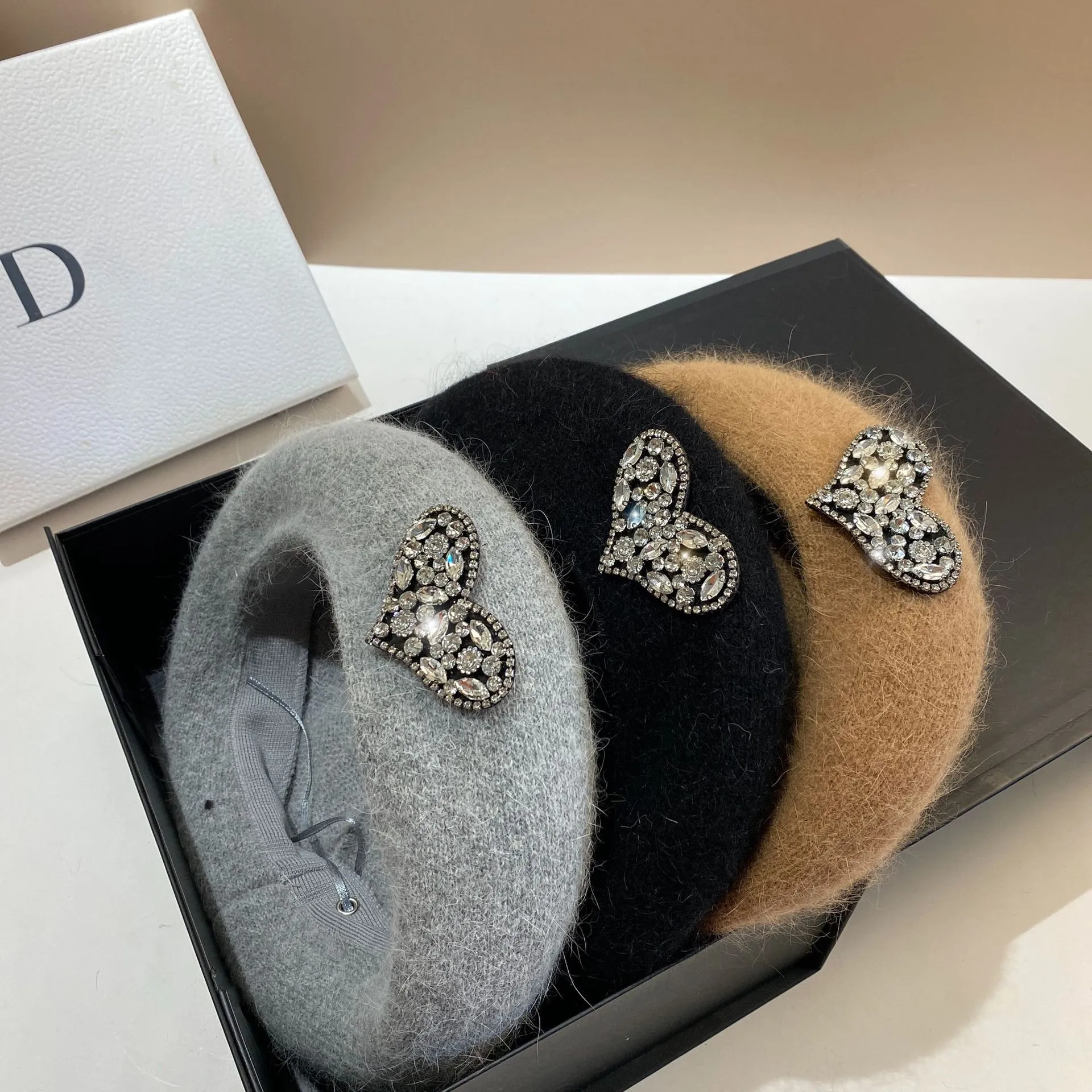 Béret Angora pure douceur Coeur diamant