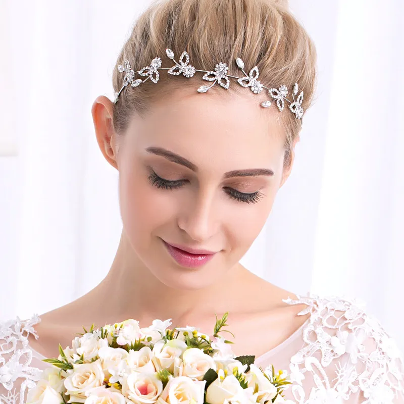 Serre-tête mariage fleurs et diamants nouable – Image 2