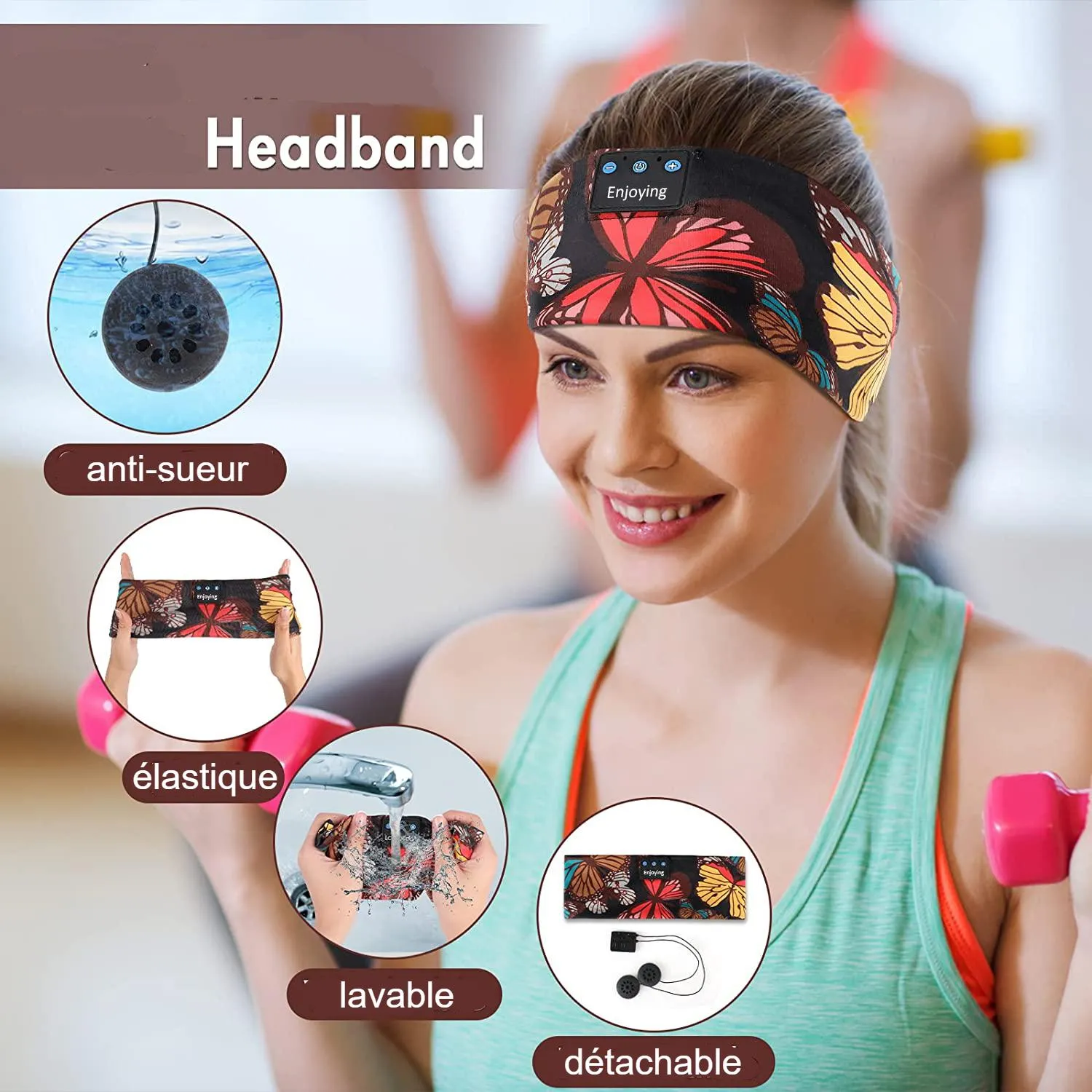 Bandeau de sport papillon connecté Bluetooth – Image 4
