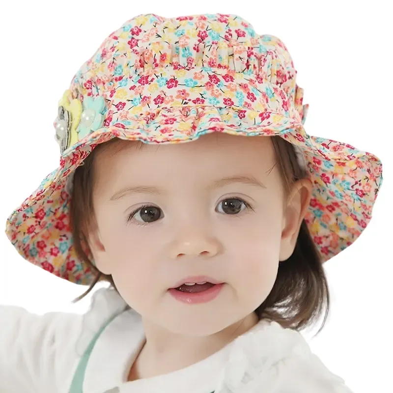 Chapeau bébé fleuri rose