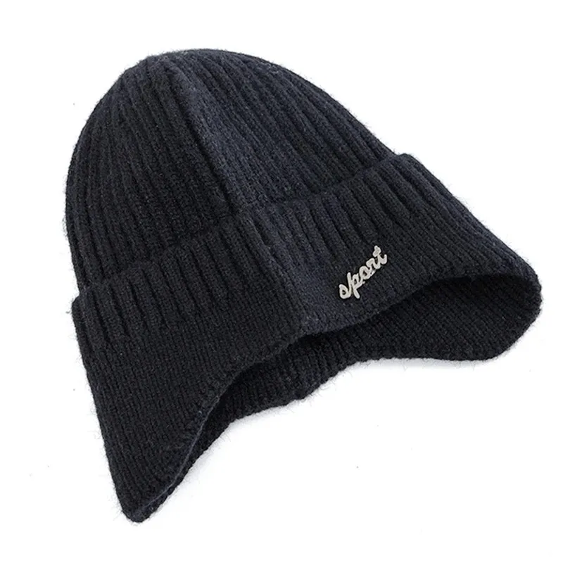 Bonnet Ski Noir avec Cache Oreille – Image 2