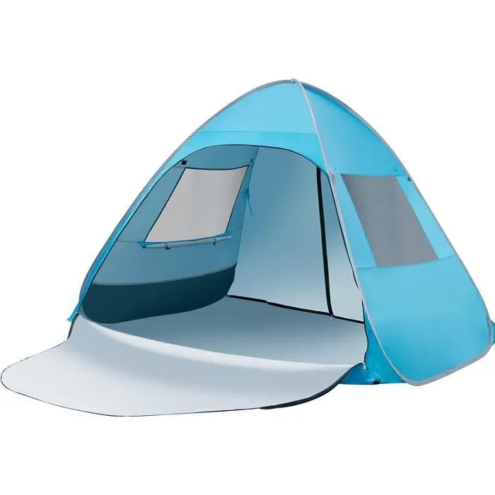 GOPLUS Tente de Plage Portable Pop-up, 2-4 Personnes, 2*1.5 M,UPF 50+ avec Sac de Transport, Bleu